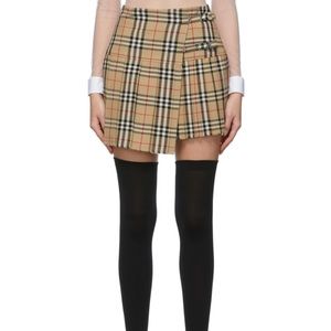Vintage Burberry Check Wool Kilt Skirt